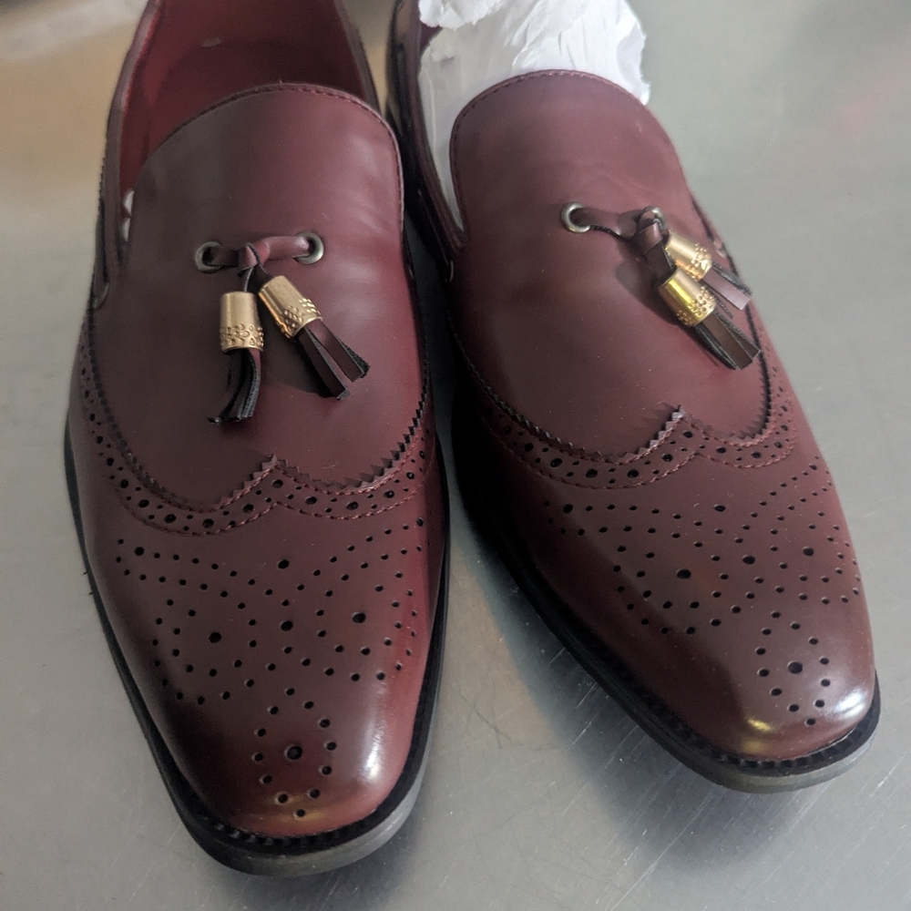 Men's Burgundy Loafers with Tassels